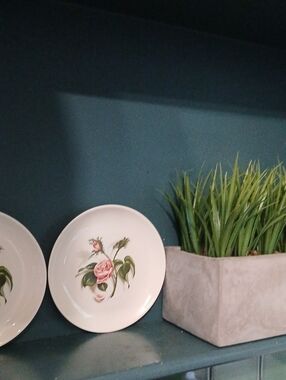 Set of 2 Vintage 50's Universal Ballerina Moss Rose 7" Plate Union Made USA